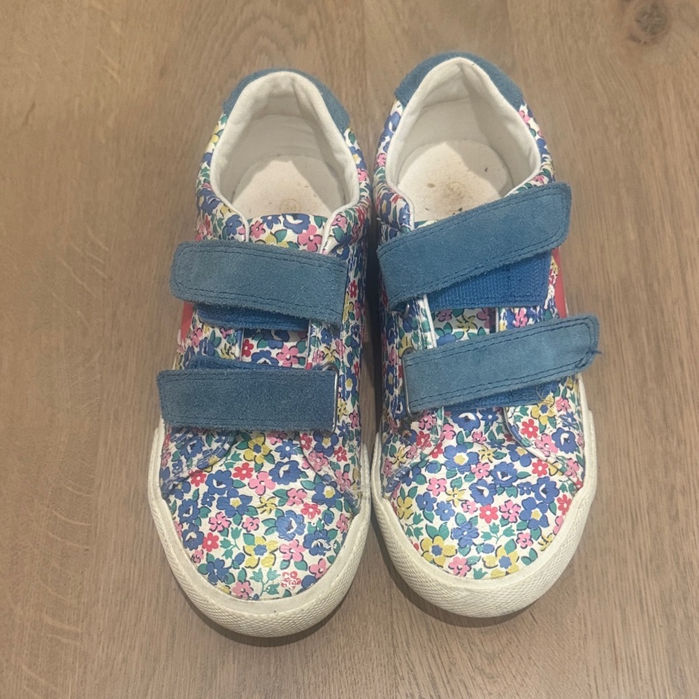 Mini Boden Kids Sneakers with Blue and Floral Design